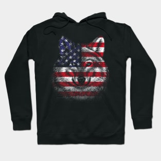 Cute Wolf Art - Wolf Predator - Animal Lover - USA Flag Hoodie